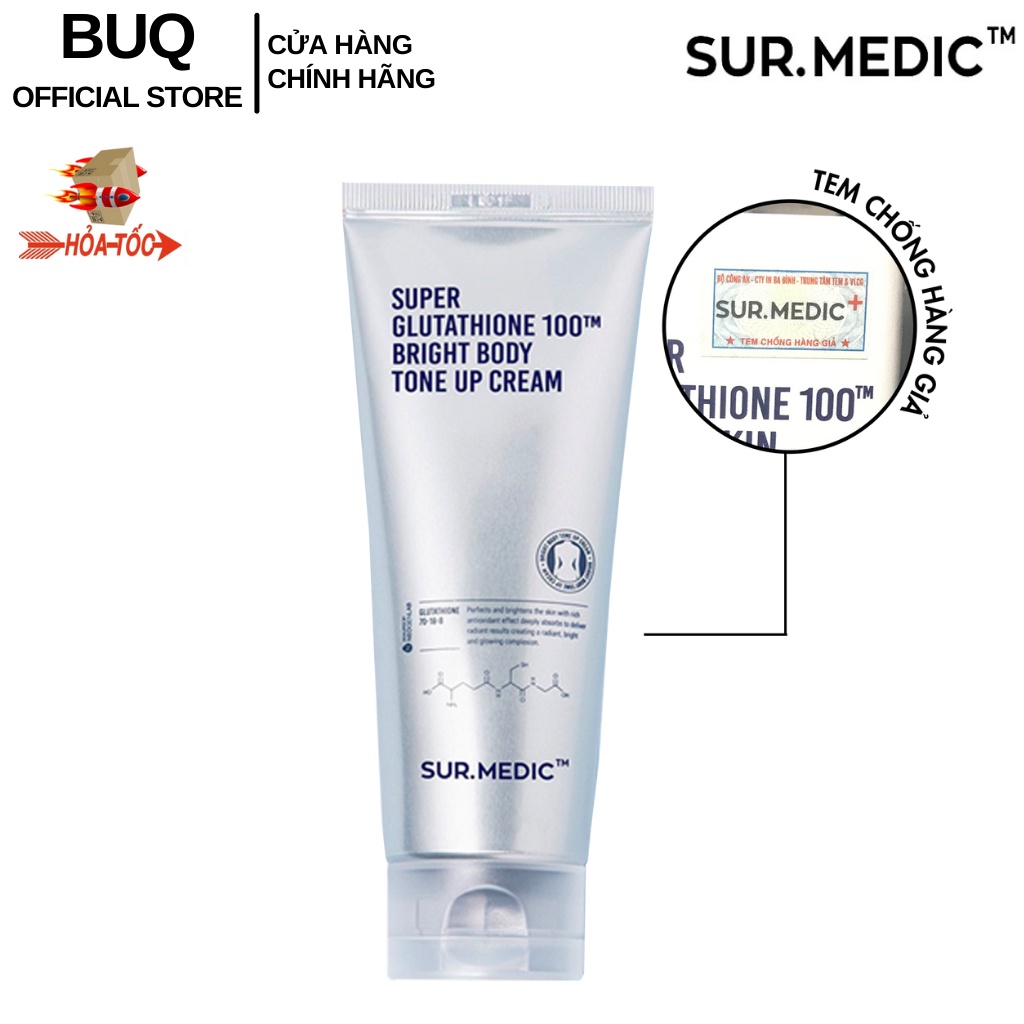 Kem Nâng Tone Da Toàn Thân SURMEDIC Super Glutathione 100TM Bright Body Tone Up Cream 150ml