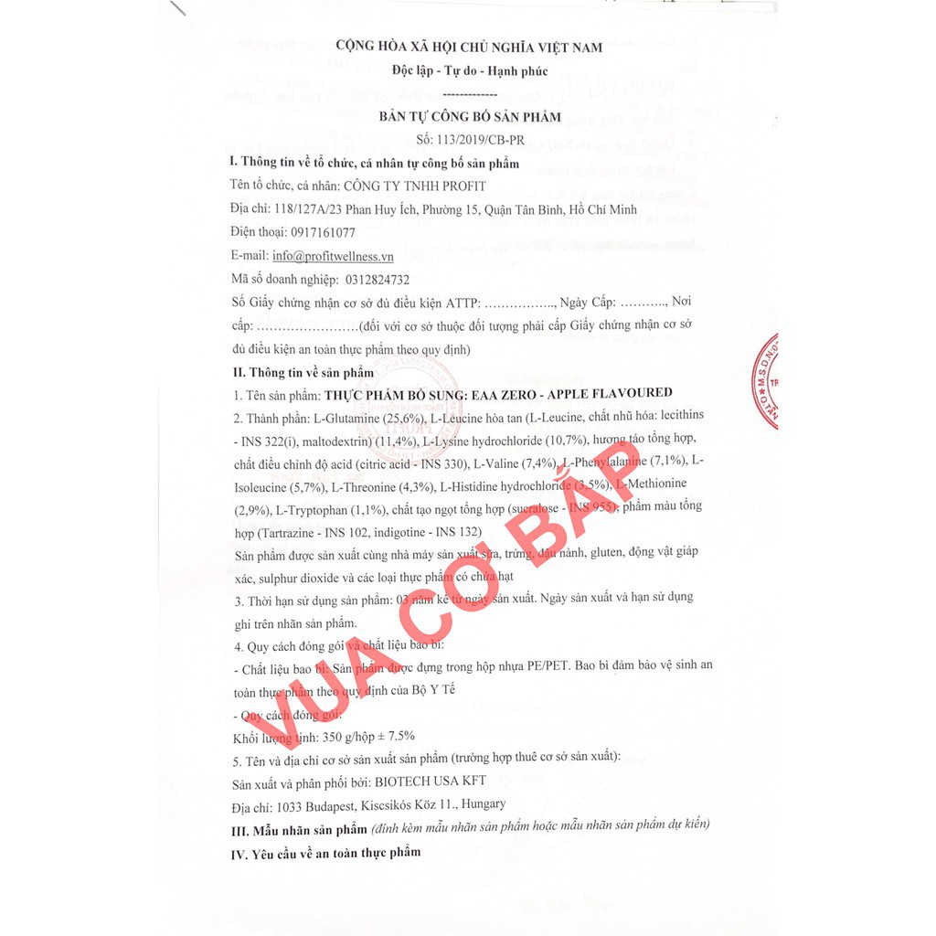 Tăng Cơ - Tăng Sức Bền EAA ZERO BiotechUSA 350g