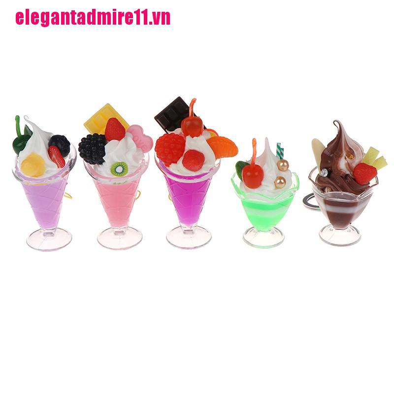 ELE Dollhouse Miniature Ice Cream Cup Model Pretend Play Mini Food Play House Toy