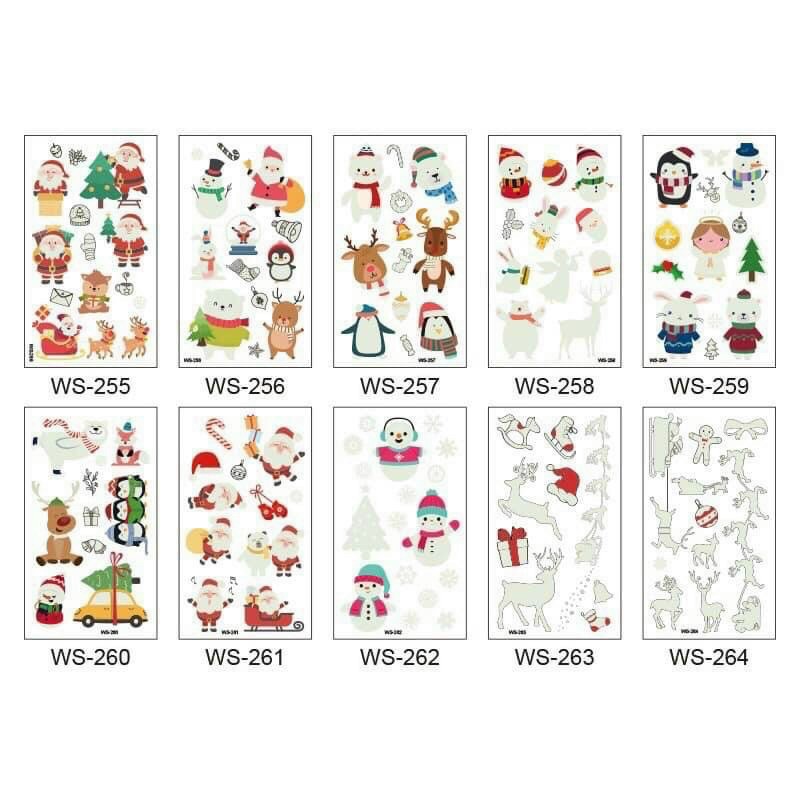 SET 10 TẤM DÁN TATTO DẠ QUANG CHỦ ĐỀ NOEL