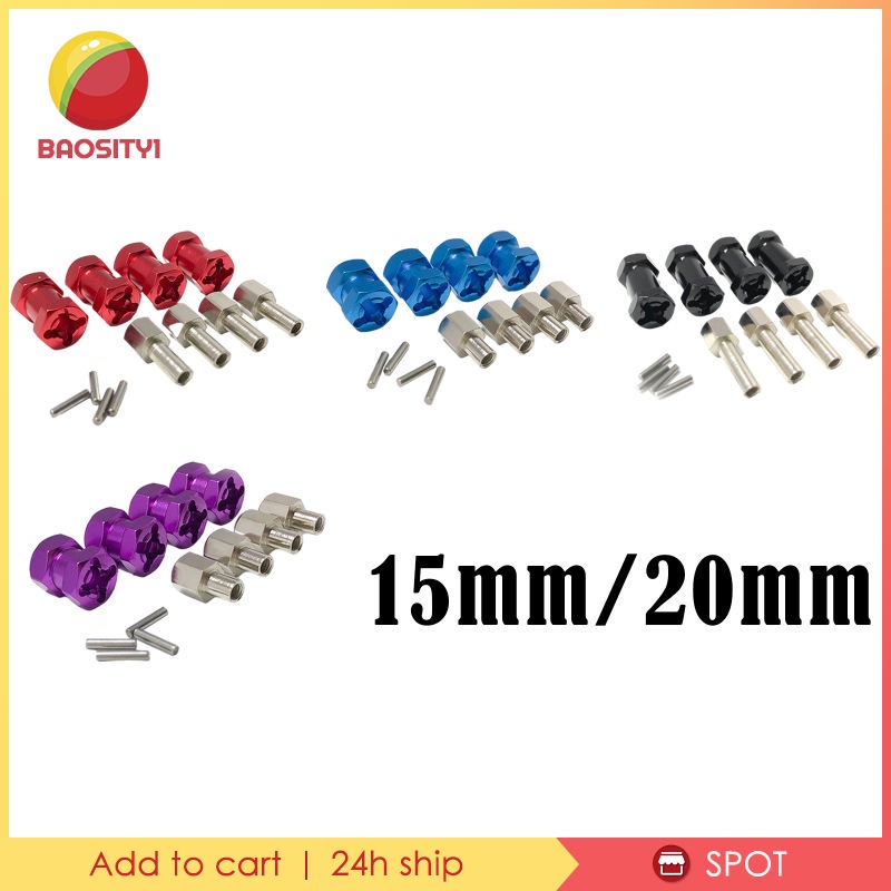 Bộ 4 Đầu Nối Dài Trục Bánh Xe Bằng Nhôm 15mm / 20mm Cho Axial Scx10 D90 Ax10 CC01 F350 RC