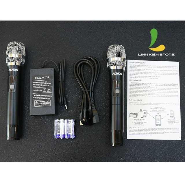 Loa kéo Acnos CS390 - Loa bluetooth thùng gỗ karaoke di động chất lượng cao, tặng kèm 2 micro không dây