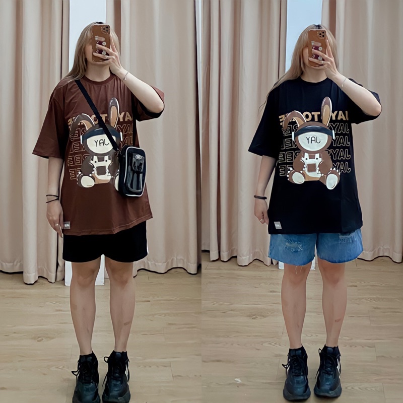Áo Thun Tay Lỡ Unisex THỎ JAY màu ĐEN/TRẮNG/TAN 🧸/Nam nữ unisex/Áo phông cổ tròn form rộng Jaystoree