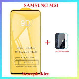 Samsung M51 - Kính Cường Lực Full Màn Hình Samsung M51 + Dán Bảo Vệ Camera M51