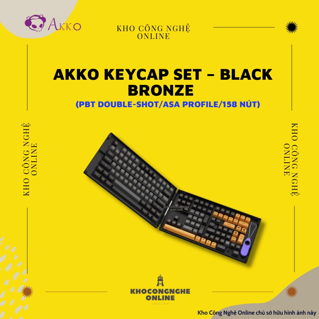 AKKO Keycap set – Black Bronze (PBT Double-Shot/ASA profile/158 nút)