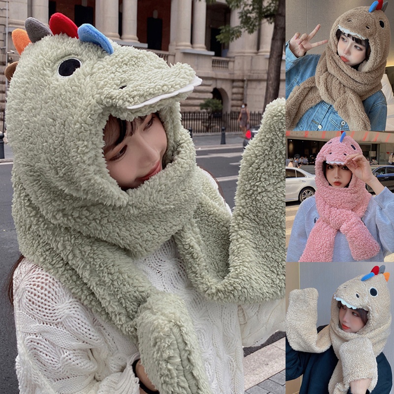 Bộ Đồ Thời Tiết Mùa Thu Đông 3 Trong 1 Gồm Mũ + Găng Tay + Khăn Choàng Lông Nhung