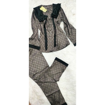 Bộ satin tiểu thư tay dài quần dài