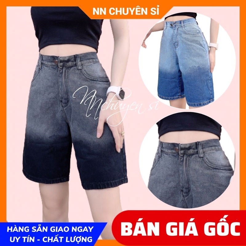 Quần lửng nữ chất jean Quần jean ngố nữ loang màu dễ thương N46