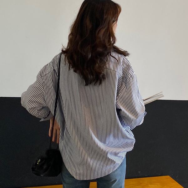 Áo sơ mi kẻ sọc phong cách Hàn Quốc thiết kế mới dành cho nữ