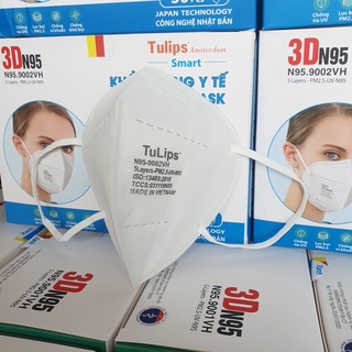 Khẩu Trang Y Tế 3D N95 Tulips Có Van Thở Chính Hãng Hộp 30 Cái