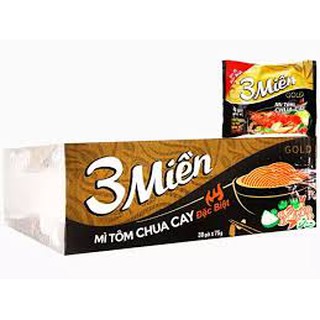 Mì 3 Miền Gold tôm chua cay đặc biệt - Thùng 30 gói x 75g