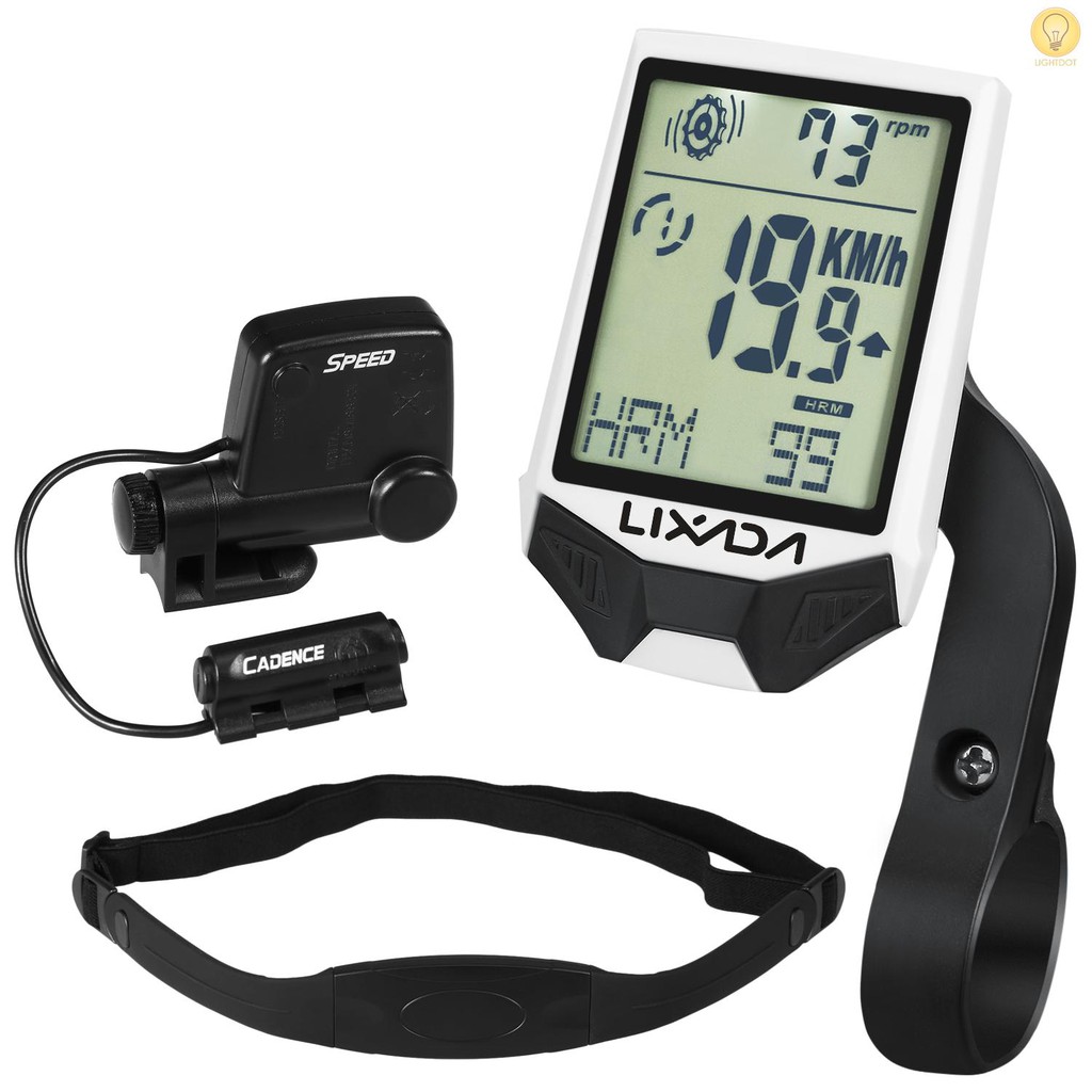 LT.D Cycling Wireless Computer with Heart Rate Sensor Multifunctional Rainproof Cycling Computer with Backlight LCD