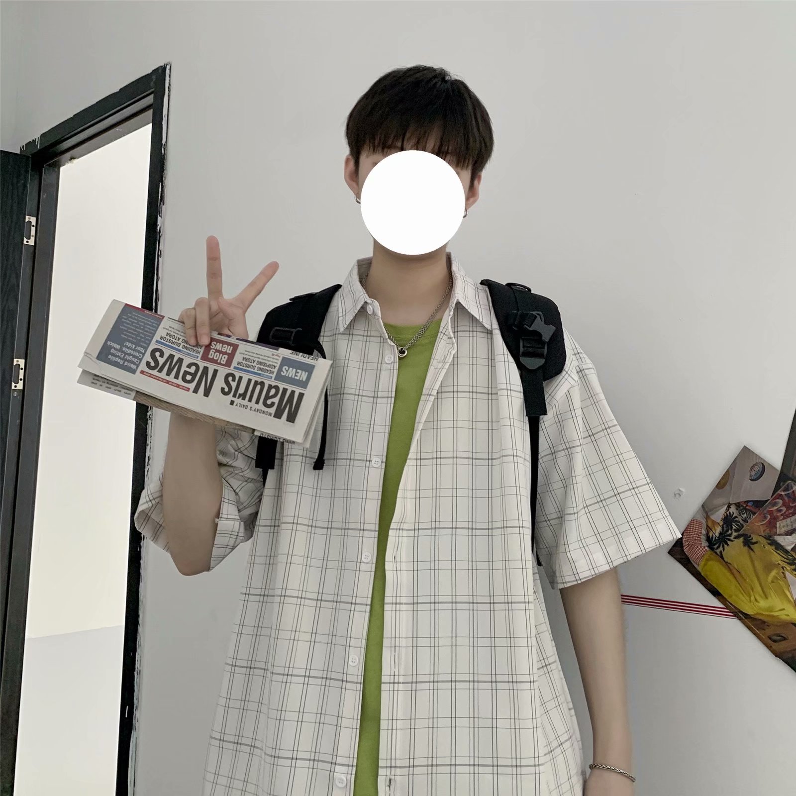 Áo Sơ Mi Ca Rô Ngắn Tay Form Rộng Phong Cách Hàn Quốc Dành Cho Nữ / Size M-3Xl | BigBuy360 - bigbuy360.vn