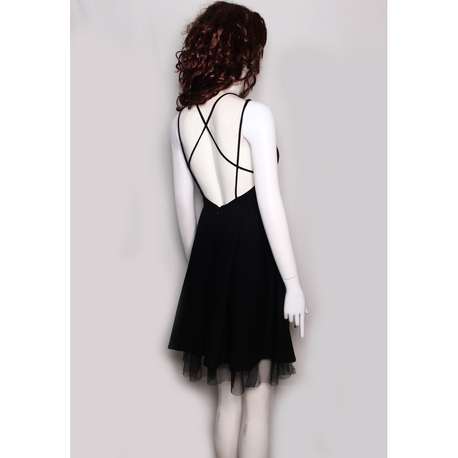 Đầm váy xoè thiết kế co cấp phối lưới hở lưng (hàng có nhiều size)