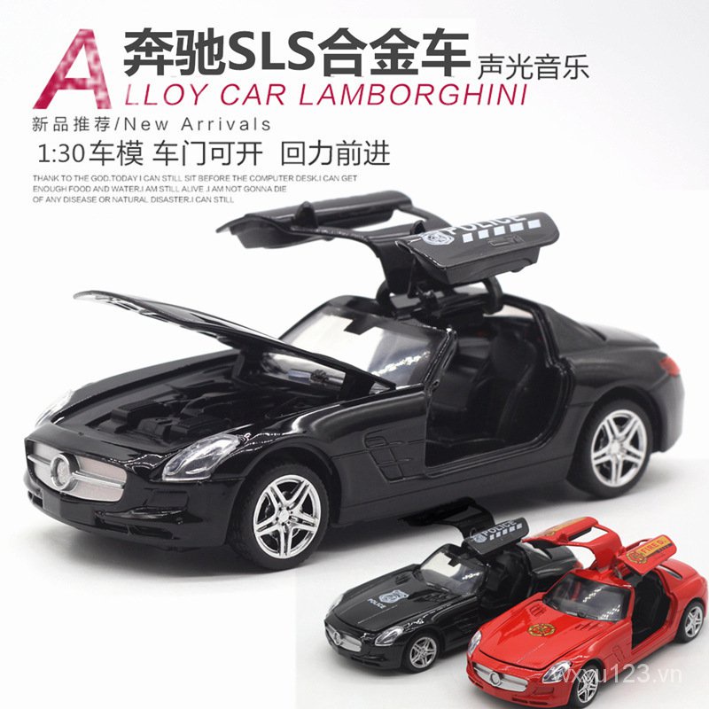 1:30 Hợp Kim Xe Cảnh Sát Mercedes-BenzSLSMô Phỏng Mô Hình Xe Cảnh Sát, Xe Cứu Hỏa Ba Cửa Âm Thanh Và Ánh Sáng Mô Hình Đồ Chơi