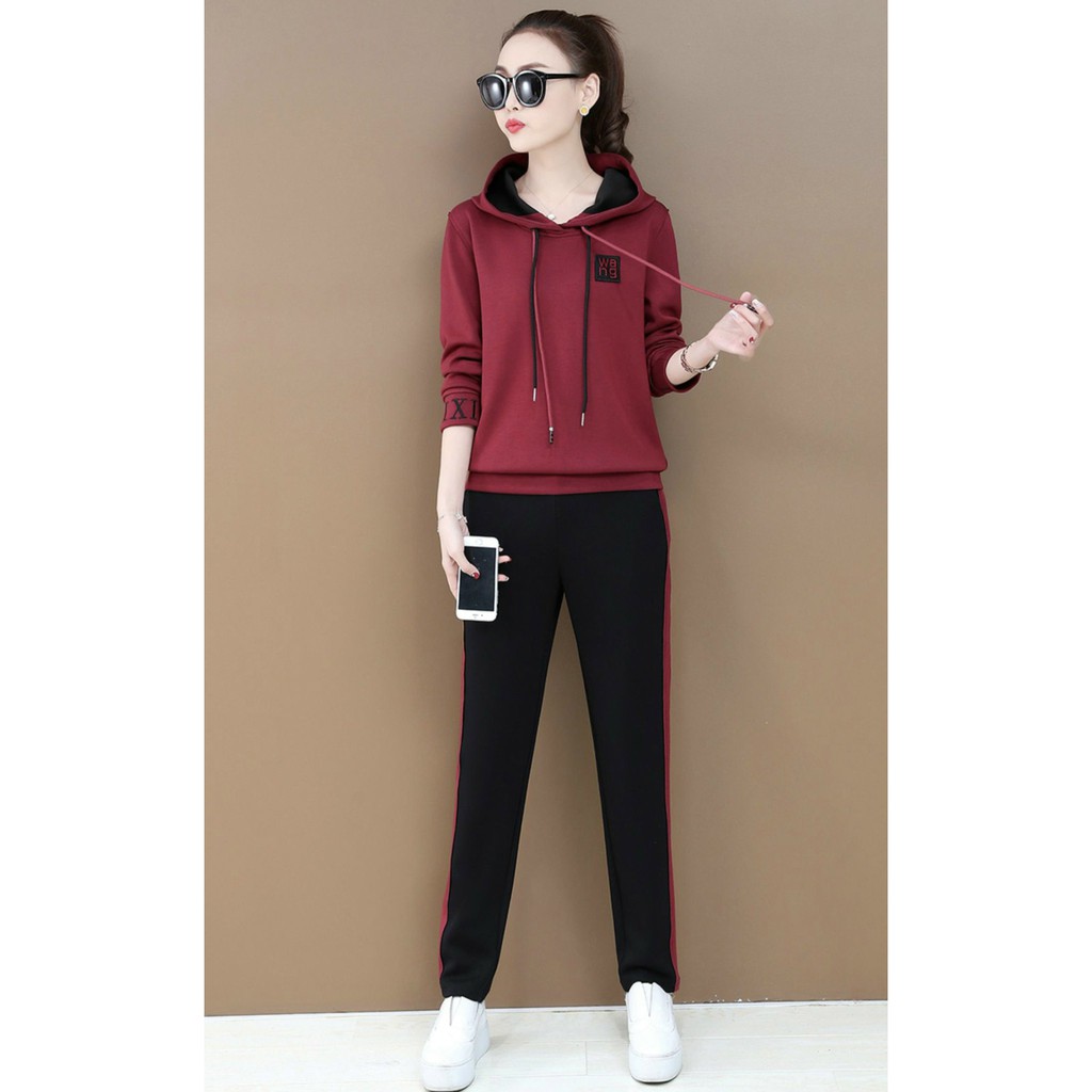 Set bộ đồ thể thao nữ thu đông dài tay thời trang KEMTHOITRANG - 4 size từ 45-85Kg tùy chiều cao