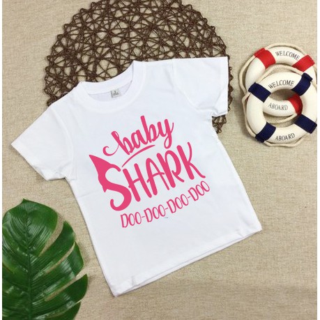 (hot) 4 mẫu áo thun trẻ em in hình Baby Shark in tại shop