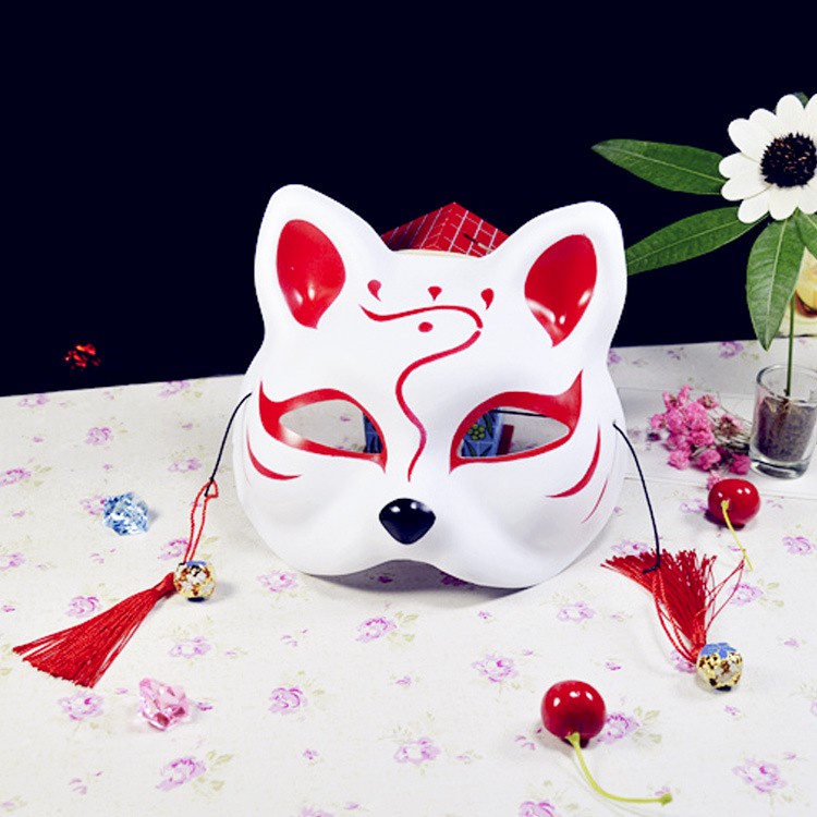 Mask fox_cosplay) Mặt nạ mèo/Mặt nạ cáo/Vẽ sẵn Mặt Nạ Mèo Thần Tài Mặt Nạ Hồ ly, mặt nạ mèo thủ công