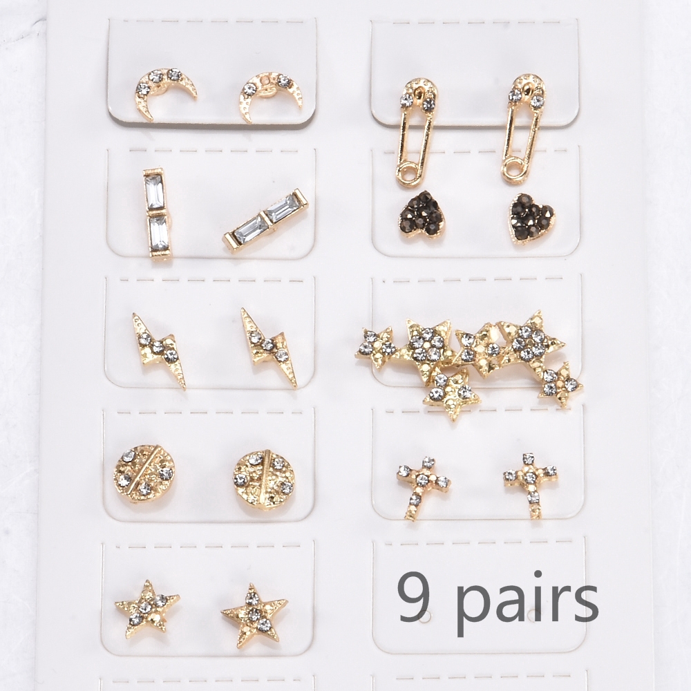 Set 3/5/6/9 Đôi Khuyên Tai Phong Cách Retro Thời Trang Cho Nữ