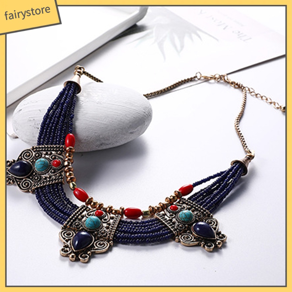 Vòng cổ hợp kim đính đá phong cách boho tùy chọn màu sắc