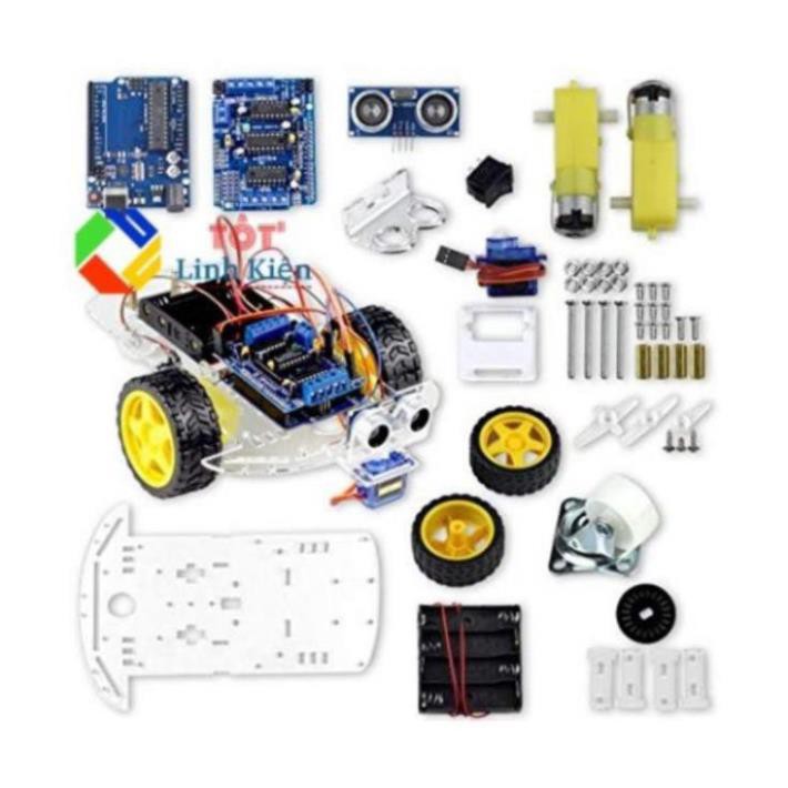 Bộ xe Robot thông minh tránh vật cản 2 - Arduino Uno và Shield L298N