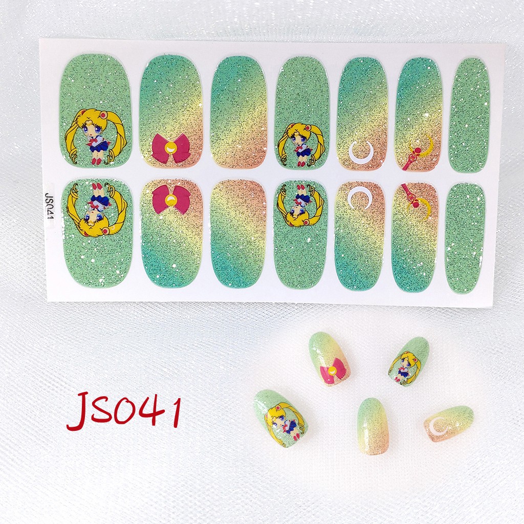 Set 14 Miếng Dán Móng Tay Chống Thấm Nước Không Độc Hại Nhiều Họa Tiết Đáng Yêu Tùy Chọn Cho Nữ JS001-JS058