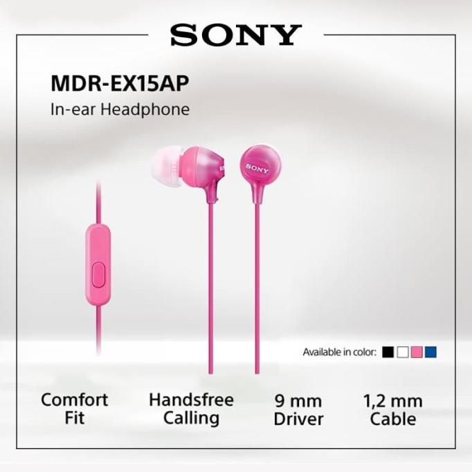 Tai Nghe Nhét Tai Sony MDR-EX15AP EX15AP / EX-15AP Màu Hồng