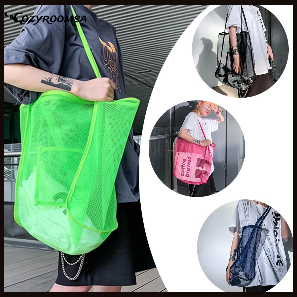 Túi Xách Thể Thao Cỡ Lớn Phối Lưới Thời Trang Đi Biển Cho Nữ