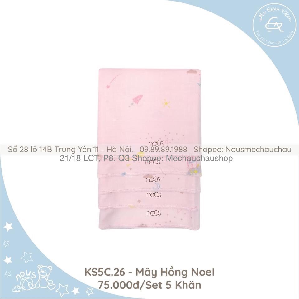Set 5 khăn sữa mây hồng Noel