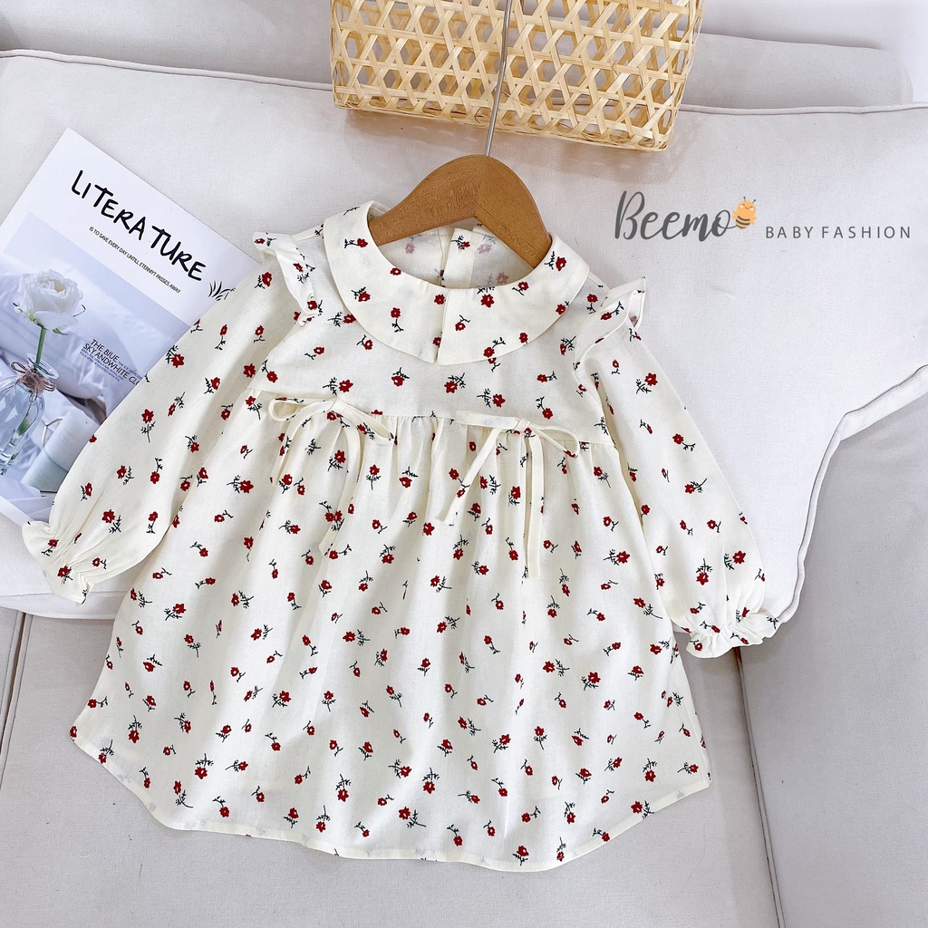 Váy đầm babydoll Beemo họa tiết hoa nhí phối vai từ 1 đến 6 tuổi cho bé gái - 21V015