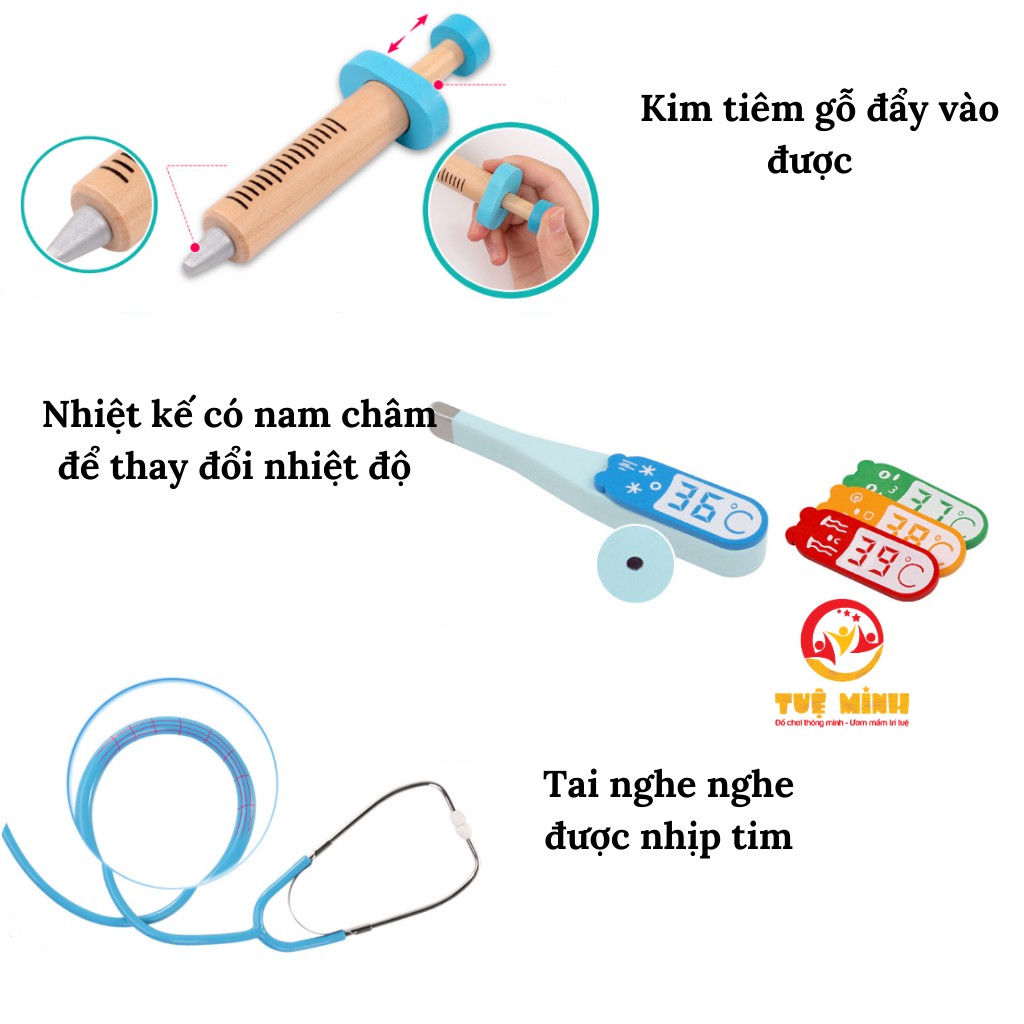 Bộ Đồ Chơi Bác Sỹ Gỗ Loại Đẹp Cho Bé Tập Làm Bác Sỹ