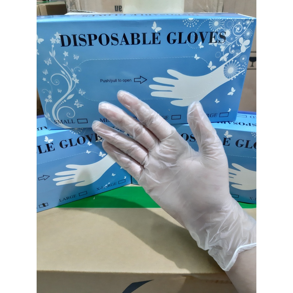 Hộp 100 Chiếc Găng Tay Vinyl Disbosable Gloves Blend Dày Không Bột, Sử Dụng Chế Biến Thực Phẩm, Sử Dụng Trong Y Tế, Xăm