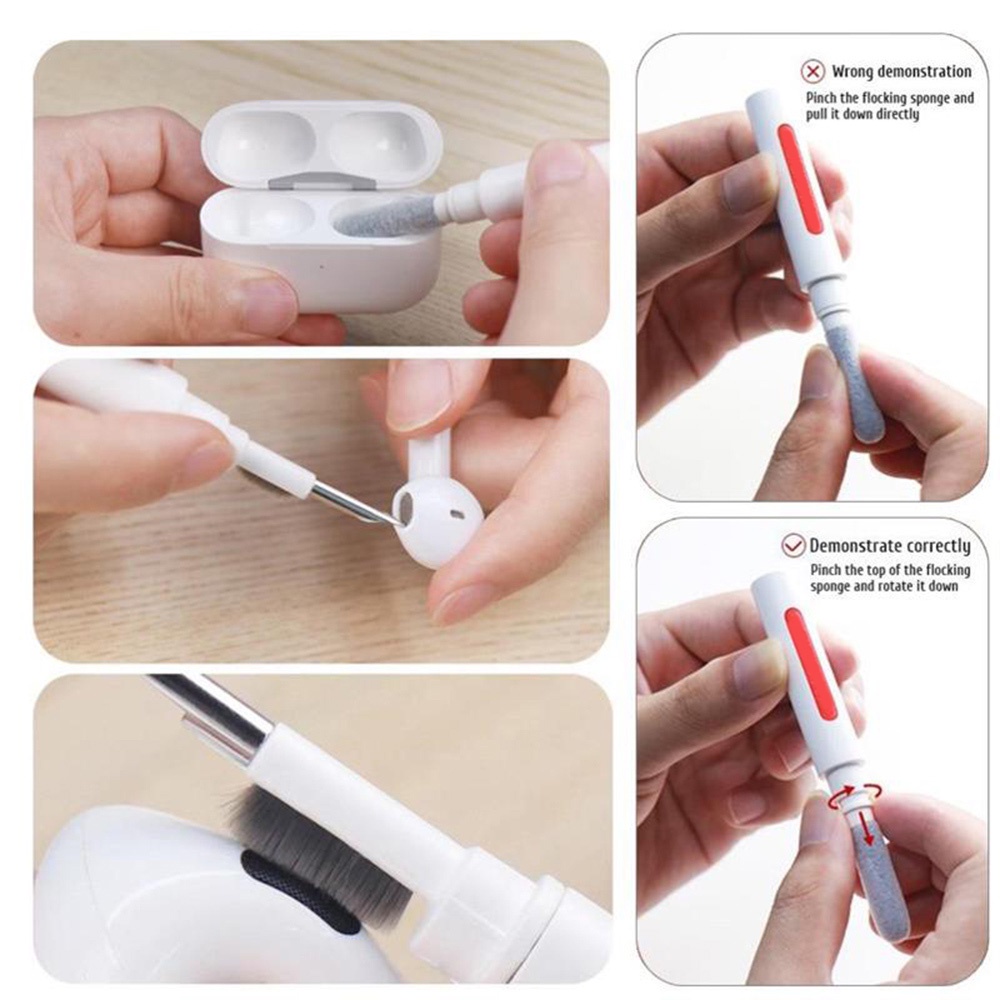 Bút vệ sinh tai nghe airpods, bluetooth Bàn phím laptop, máy tính bàn ... gọn nhẹ cầm tay 3 in 1
