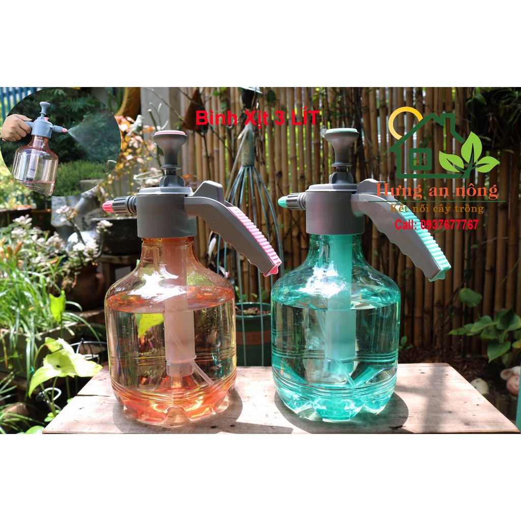 Bình tưới cây 3 lít - chất liệu nhựa PP/ PET trong, dùng tưới cây, vệ sinh xe hơi, dọn dẹp nhà cửa, phun khử trùng.