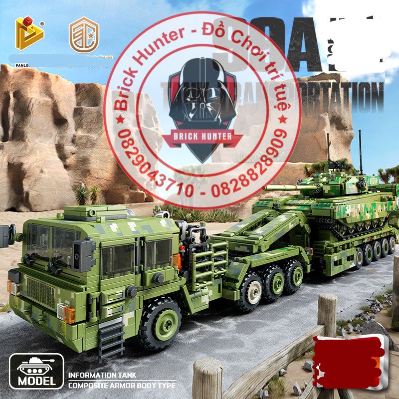 Army Panlos 688003 Tank Transportation Bộ lắp ráp mô hình Xe tải chuyên dụng vận chuyển thiết giáp và xe Tank Type 99A