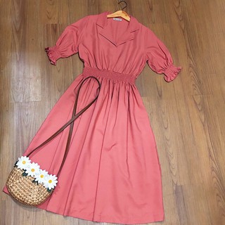 Đầm váy freesize hồng ruốc thun eo