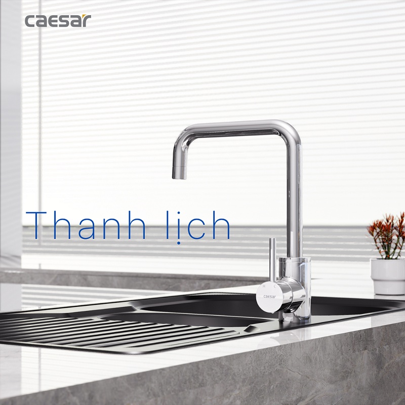 Vòi rửa chén Nóng Lạnh Caesar K685C, Vòi bếp inox gắn chậu rửa bát 2 đường nước, Cam kết chính hãng