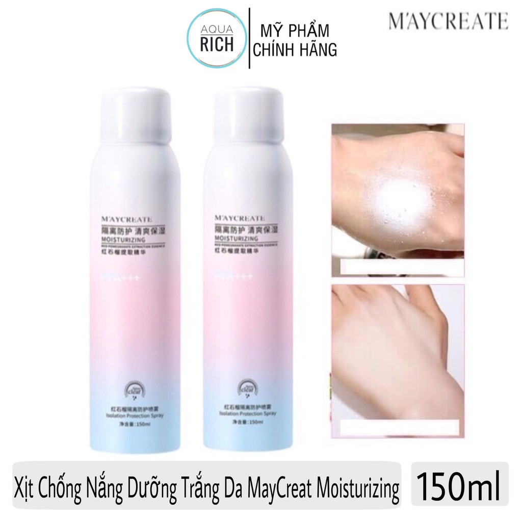 Xịt Chống Nắng Dưỡng Trắng Da MayCreate Moisturizing - 150ml