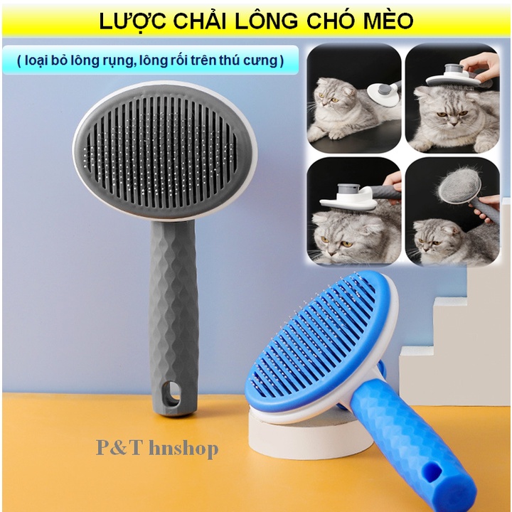 Lược Chải Lông Chó Mèo, Làm Sạch Lông Thú Cưng Có Nút Ấn Làm Sạch
