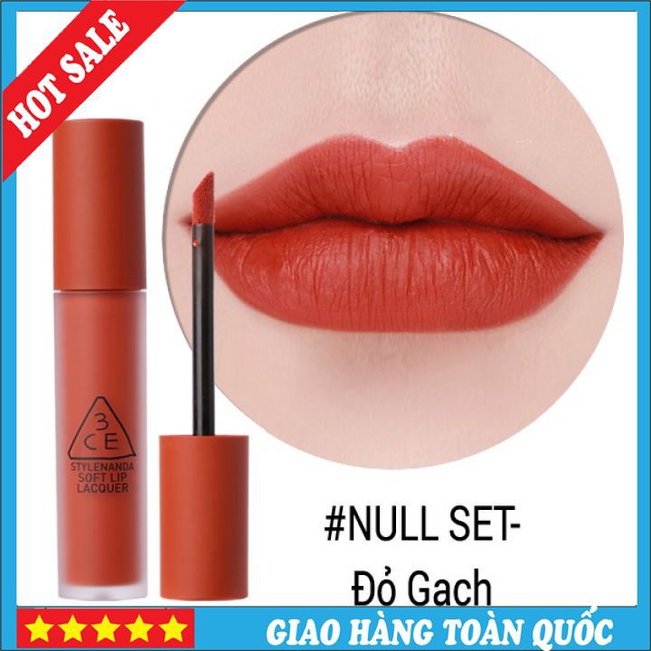 ✨🌸🍃Auth 100%✨🌸🍃Son Kem Lì 3CE Soft Lip Lacquer #NULL SET( Cam Cháy Trầm) Hàn Quốc Chính Hãng