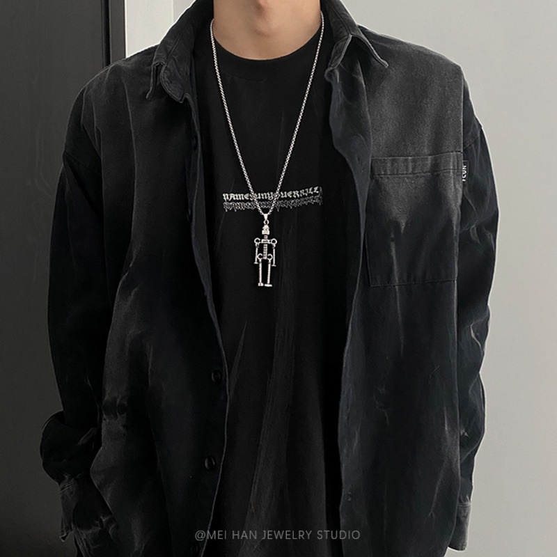 Dây Chuyền Vòng Cổ Nam Nữ Thép Titan Mặt Hình Robot Trẻ Trung Hợp Thời Trang - Maxshopdoc