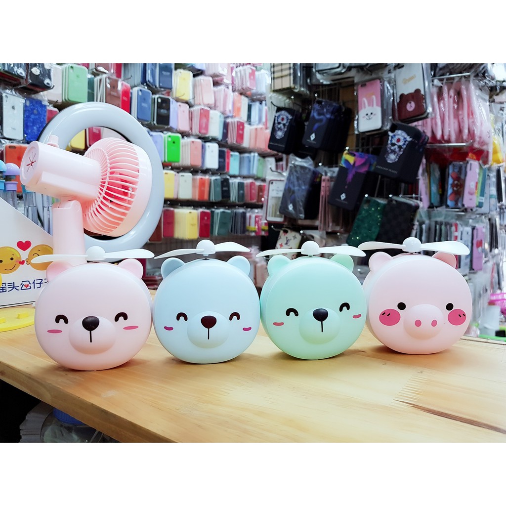 Quạt mini tích điện cầm tay kèm gương + kèm đèn No007 (kèm sạc) | BigBuy360 - bigbuy360.vn
