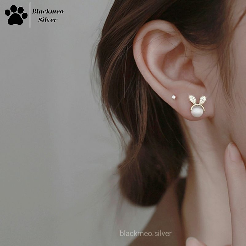 Bông tai thỏ đáng yêu 100% bạc S925 [Bảo hành làm sáng trọn đời]