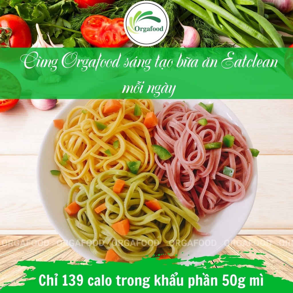 Mì rau củ bản to Orgafood túi 300 gram 10 vắt, mì hữu cơ sấy lạnh không chiên qua dầu, ăn kiêng, eatclean, cho bé ăn dặm