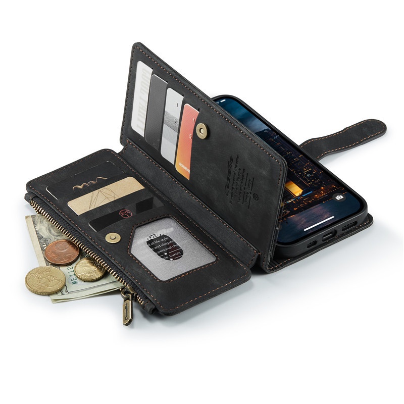 Ốp Điện Thoại CaseMe Đa Năng Có Khóa Kéo + Ngăn Đựng Thẻ Bằng Da Cho Iphone 14 Plus 11 12 13 Pro Max