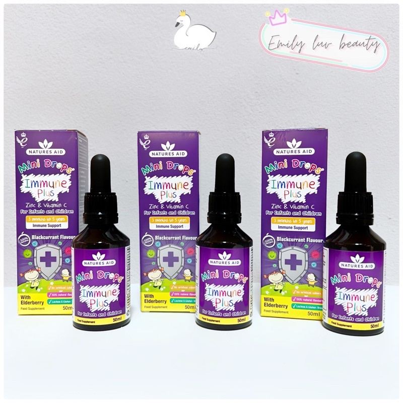 Natures Aid Mini Drops Immune Plus - Bổ Sung Kẽm, Vitamin C Tăng Đề Kháng Cho Bé Từ 3 Tháng - 5 Tuổi