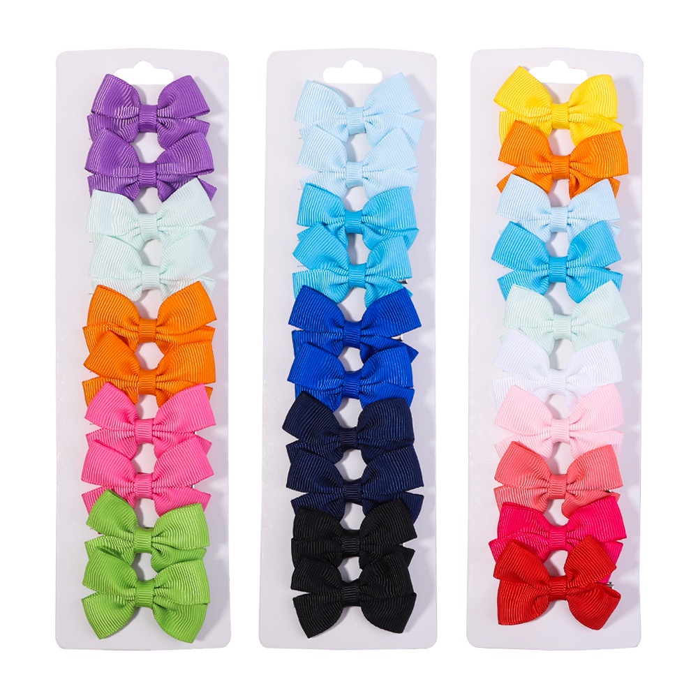 Set 10 kẹp tóc nơ KIDSBOWS bằng kim loại màu trơn phong cách Hàn Quốc thời trang cho bé gái