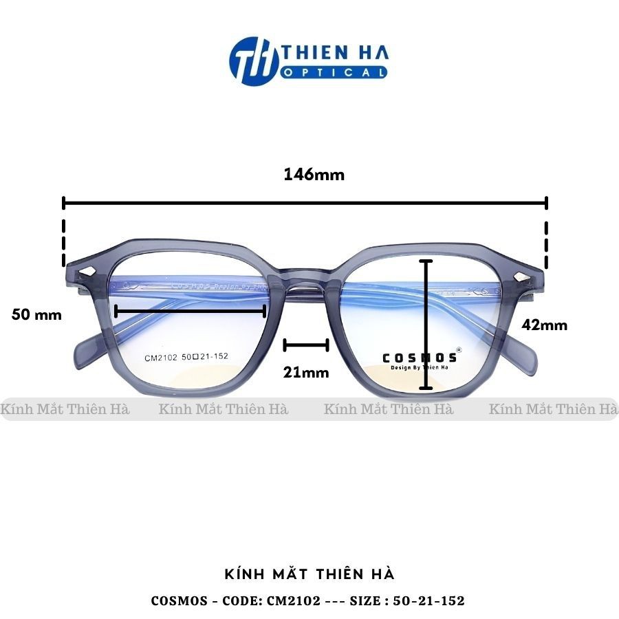 Gọng kính tròn nam nữ Thiên Hà Optical gọng kính nhựa  Acetate cốt thép ôm mặt phù hợp độ cận cao COSMOS CM2102