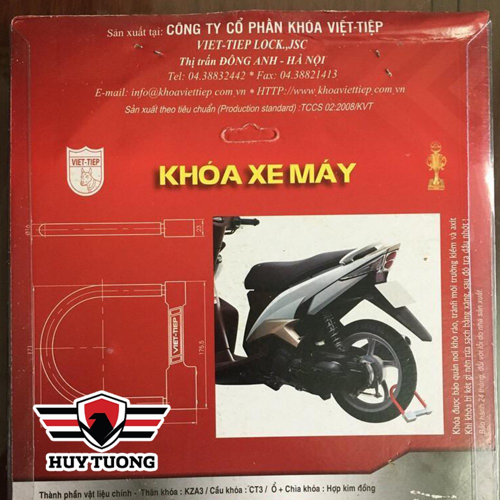 Khóa xe chữ U Việt Tiệp cao cấp, tiện lợi khóa xe đạp xe máy - Huy Tưởng