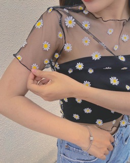 SET ÁO LƯỚI HOA CÚC (áo trong+ ngoài)